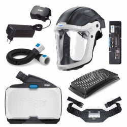 Drager X-Plore 8500 PAPR Complete Set w/ ANSI Helmet & HE Particulate Filters