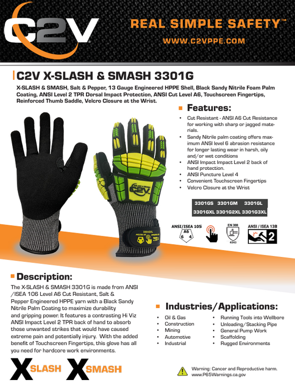 C2V 3310G X-Splash & Smash Gloves (Dozen)