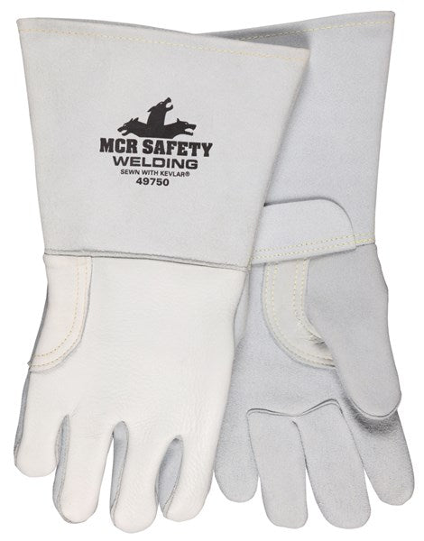 MCR Safety Welding Elkskin Cotton/Foam Lined Back Gloves - Pearl Gray
