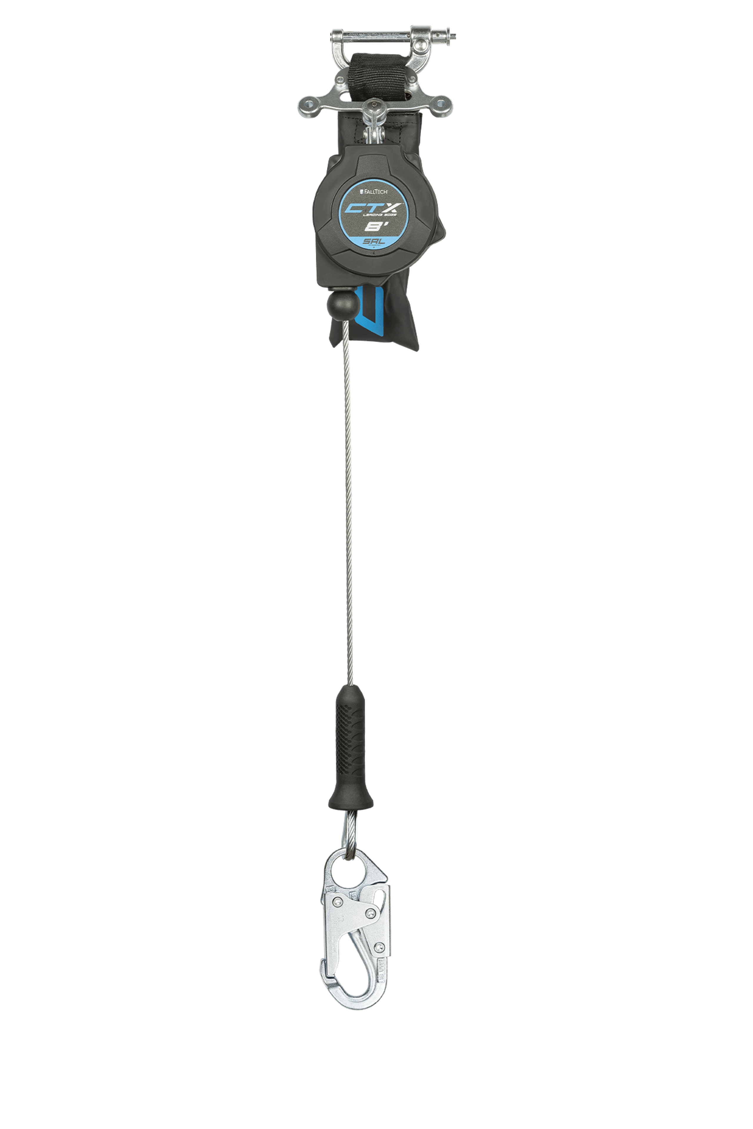 FallTech 8' CTX™ Cable Class 2 Leading Edge Personal SRL-P, Single-leg with Steel Snap Hook 83208SP1