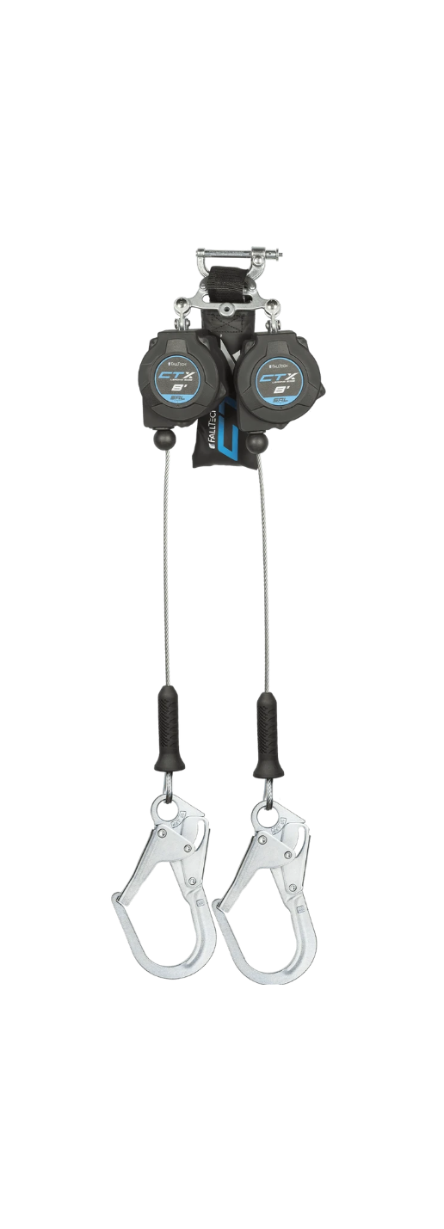 FallTech 8' CTX Cable Class 2 LE Dual Retractable Steel Rebar Hooks 83208TP3
