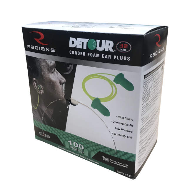 Radians Detour 32 Disposable Foam Corded Earplug - FP31