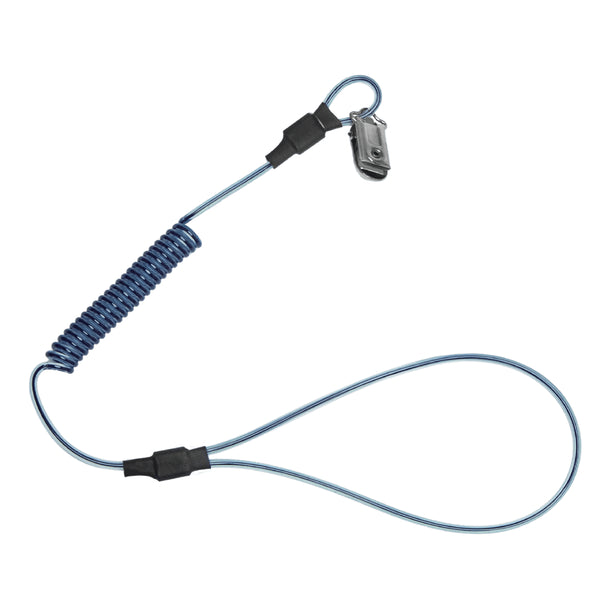 FallTech Stretch-Coil Hard Hat Tether with Cinch-Loop and Snap-Clip - FT5329A25