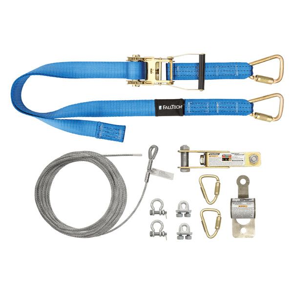 FallTech 60' SteelGrip Plus Temporary Cable Horizontal Lifeline System without Anchors