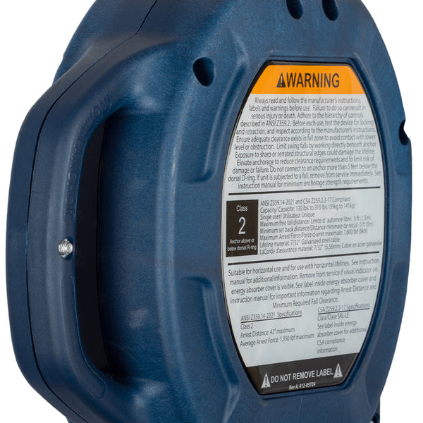 FallTech FT-R Class 2 Leading Edge SRL with 20' Galvanized Steel Cable - Black & Blue | FT721520LE