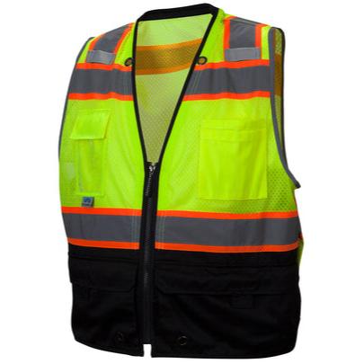 Pyramex Hi-Visibility Lime Safety Vest with Black Bottom - RVZ4410BM