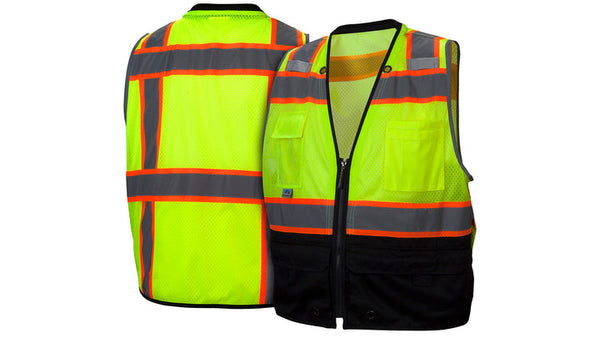 Pyramex Hi-Visibility Lime Safety Vest with Black Bottom - RVZ4410BM