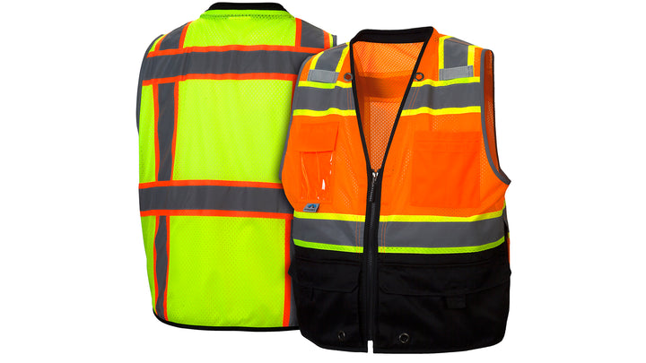 Pyramex Hi-Visibility Lime Safety Vest with Black Bottom - RVZ4410BM
